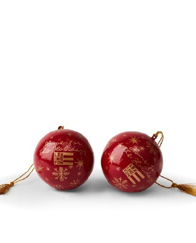 PAPIER MACHÉ CHRISTMAS TREE ORNAMENT (SET OF 2), RED/GOLD