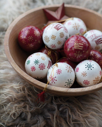 PAPIER MACHÉ CHRISTMAS TREE ORNAMENT (SET OF 2), WHITE MULTI