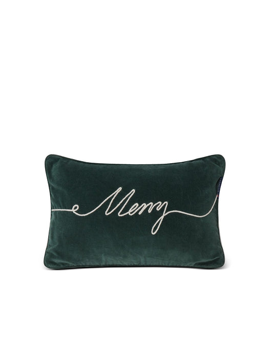 Merry Cotton Velvet Pillow, Green