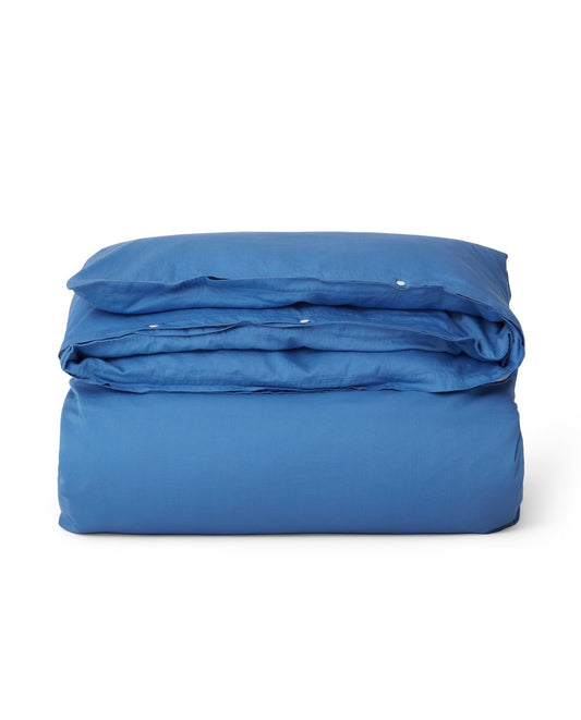 Blue Washed Cotton Sateen Detail Duvet Cover 140x220